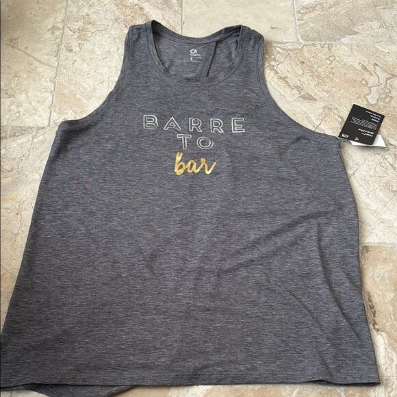 GAP gray Tank Top with Barre to Bar Print Sz s NWT - Picture 1 of 6